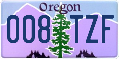 OR license plate 008TZF
