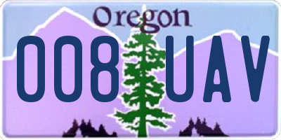 OR license plate 008UAV