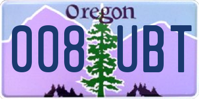 OR license plate 008UBT
