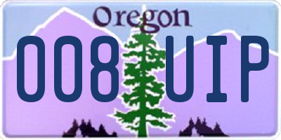 OR license plate 008UIP