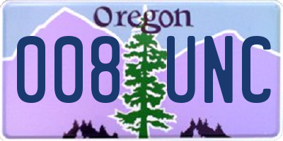 OR license plate 008UNC