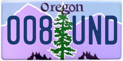 OR license plate 008UND
