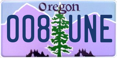 OR license plate 008UNE