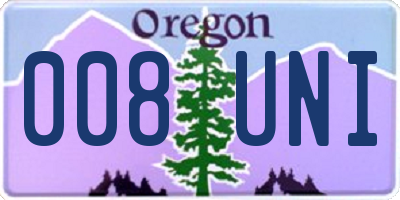 OR license plate 008UNI