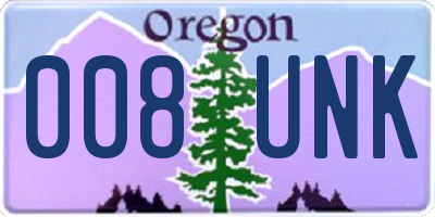 OR license plate 008UNK