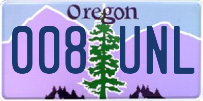 OR license plate 008UNL