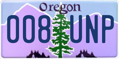 OR license plate 008UNP