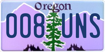 OR license plate 008UNS