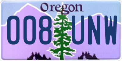 OR license plate 008UNW