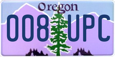 OR license plate 008UPC