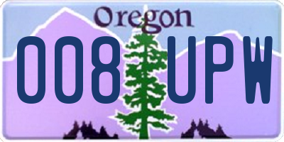 OR license plate 008UPW