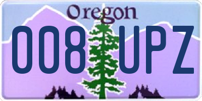 OR license plate 008UPZ