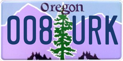 OR license plate 008URK