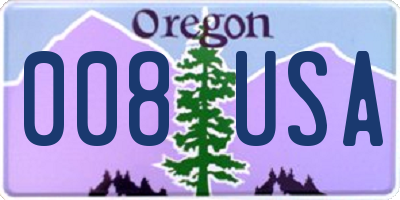 OR license plate 008USA