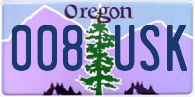 OR license plate 008USK