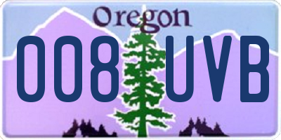 OR license plate 008UVB