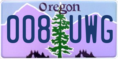 OR license plate 008UWG