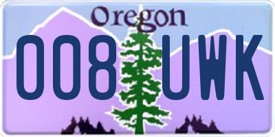 OR license plate 008UWK