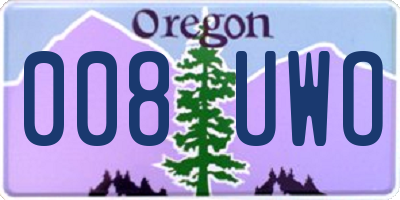 OR license plate 008UWO