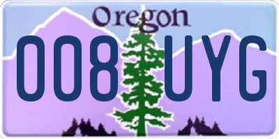 OR license plate 008UYG