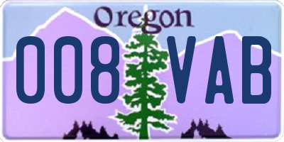 OR license plate 008VAB