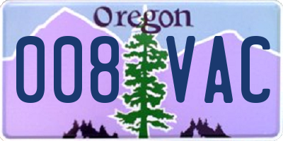 OR license plate 008VAC