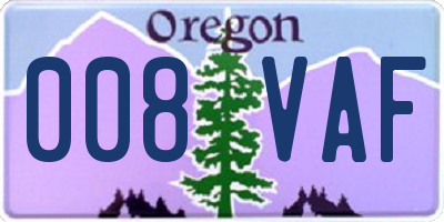 OR license plate 008VAF