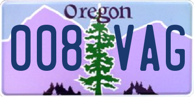 OR license plate 008VAG