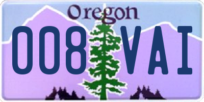 OR license plate 008VAI