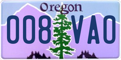 OR license plate 008VAO