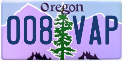 OR license plate 008VAP