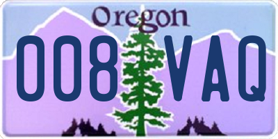OR license plate 008VAQ