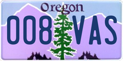 OR license plate 008VAS