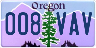 OR license plate 008VAV
