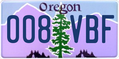 OR license plate 008VBF