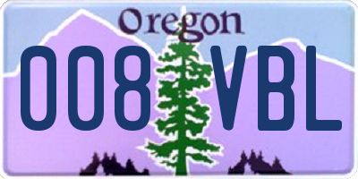 OR license plate 008VBL