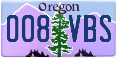 OR license plate 008VBS