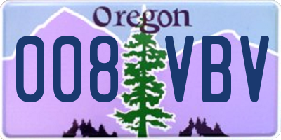 OR license plate 008VBV