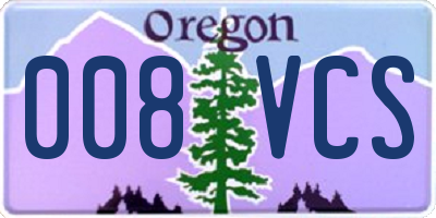 OR license plate 008VCS
