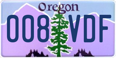 OR license plate 008VDF