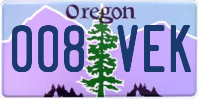 OR license plate 008VEK