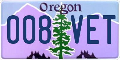 OR license plate 008VET