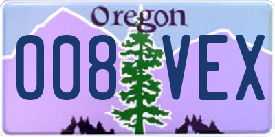 OR license plate 008VEX