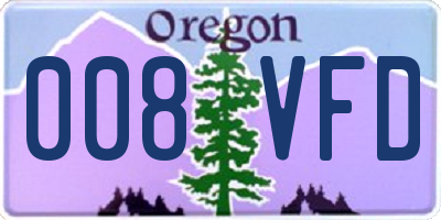 OR license plate 008VFD