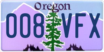 OR license plate 008VFX