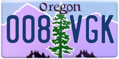 OR license plate 008VGK