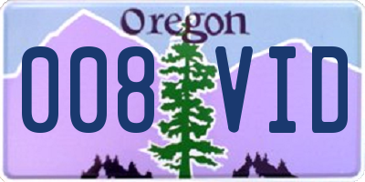OR license plate 008VID