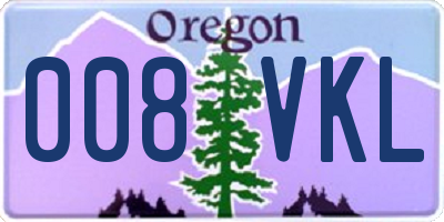 OR license plate 008VKL