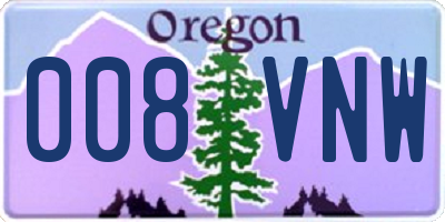 OR license plate 008VNW