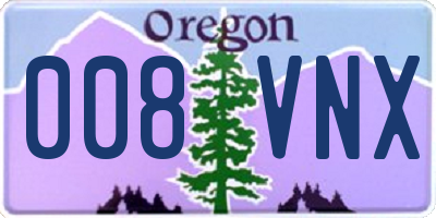 OR license plate 008VNX